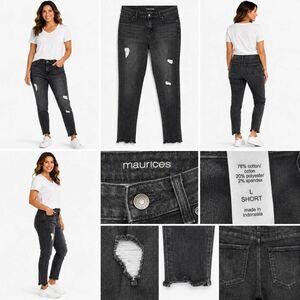 Maurices Distressed Gray Skinny Jeans L Short Raw Hem